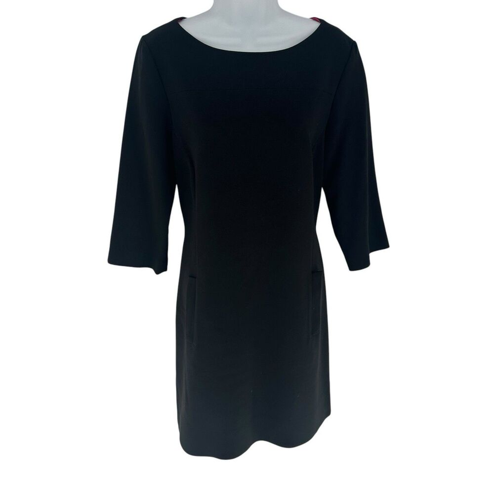 Eliza J Dress Womens 12 Black Shift Pockets  Modest Comfy Office Career Funeral